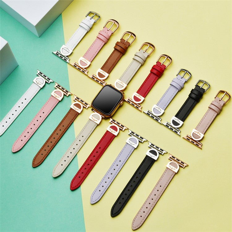 For Apple Watch 10 46mm / Ultra 2 / Ultra 49mm / 9 8 7 45mm / SE (2023) SE (2022) SE 6 5 4 44mm / 3 2 1 42mm Watch Band Microfiber Leather Strap - Grey