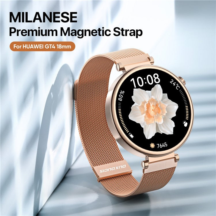 DUX DUCIS For Huawei Watch GT 4 41mm Replacement Band 18mm Milanese Magnetic Watch Strap - Gold