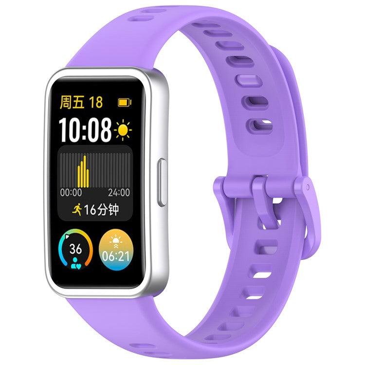 For Huawei Band 8 / 8 NFC / 9 / 9 NFC Glossy Silicone Watch Strap Replacement Watchband - Purple