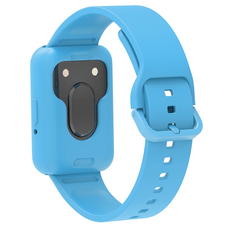 For Samsung Galaxy Fit3 Silicone Strap Replacement Wrist Band with Watch Case - Sky Blue