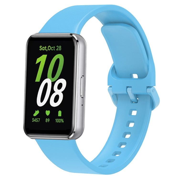 For Samsung Galaxy Fit3 Silicone Strap Replacement Wrist Band with Watch Case - Sky Blue