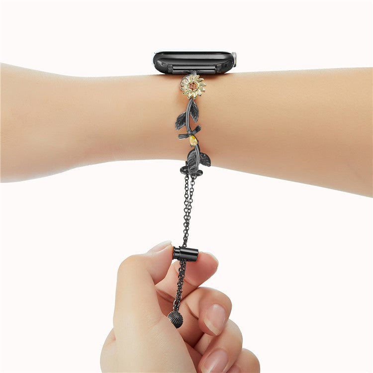 For Apple Watch Series 10 42mm / 9 8 7 41mm / SE (2023) SE (2022) SE 6 5 4 40mm / 3 2 1 38mm Zinc Alloy Watch Strap - Black