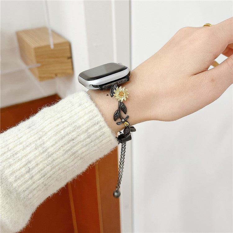 For Apple Watch Series 10 42mm / 9 8 7 41mm / SE (2023) SE (2022) SE 6 5 4 40mm / 3 2 1 38mm Zinc Alloy Watch Strap - Black