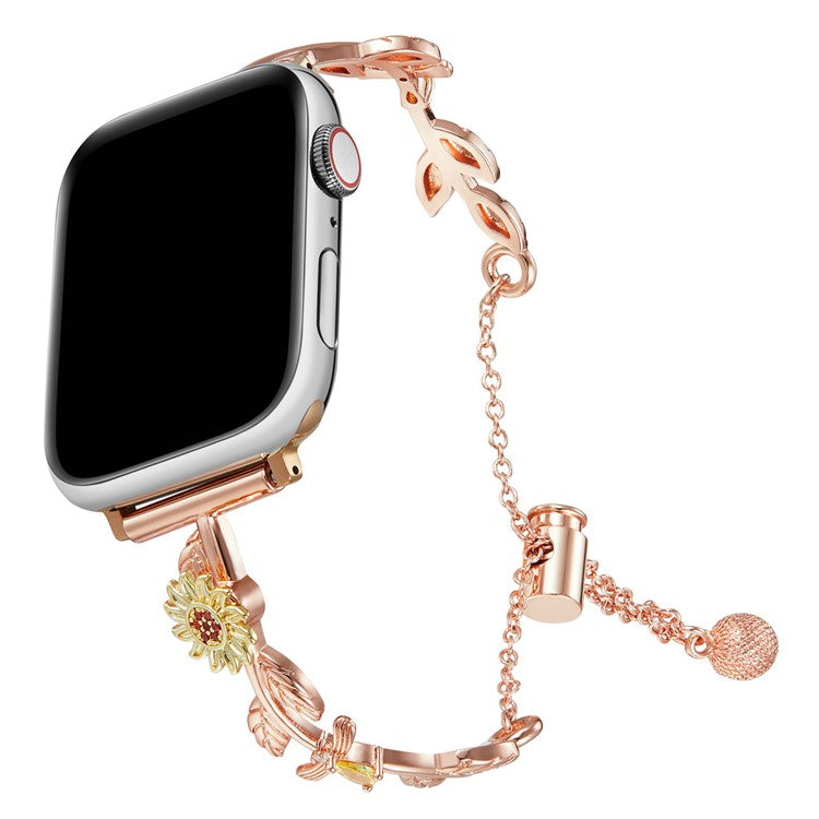 For Apple Watch Series 10 42mm / 9 8 7 41mm / SE (2023) SE (2022) SE 6 5 4 40mm / 3 2 1 38mm Zinc Alloy Watch Strap - Rose Gold