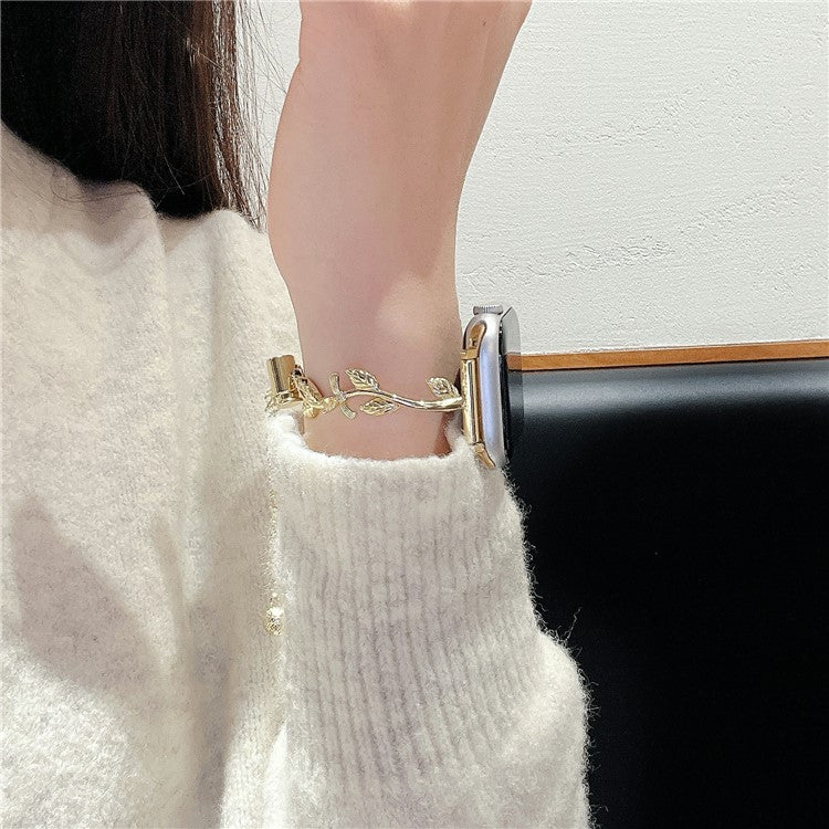 For Apple Watch Series 10 42mm / 9 8 7 41mm / SE (2023) SE (2022) SE 6 5 4 40mm / 3 2 1 38mm Zinc Alloy Watch Strap - Rose Gold