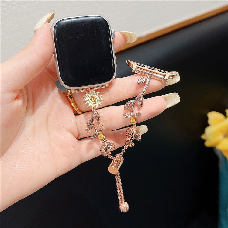 For Apple Watch Series 10 42mm / 9 8 7 41mm / SE (2023) SE (2022) SE 6 5 4 40mm / 3 2 1 38mm Zinc Alloy Watch Strap - Rose Gold