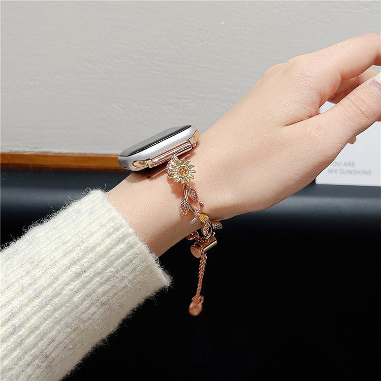 For Apple Watch Series 10 42mm / 9 8 7 41mm / SE (2023) SE (2022) SE 6 5 4 40mm / 3 2 1 38mm Zinc Alloy Watch Strap - Rose Gold