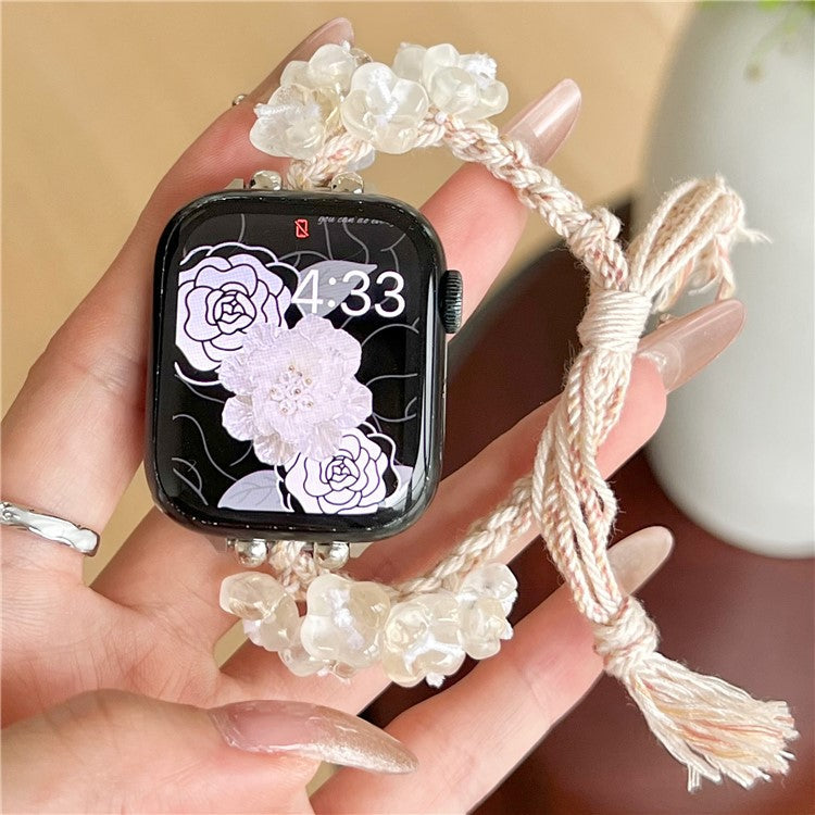 For Apple Watch 10 46mm / Ultra 2 / Ultra 49mm / 9 8 7 45mm / SE (2023) SE (2022) SE 6 5 4 44mm / 3 2 1 42mm Braided Rope Watch Strap - White