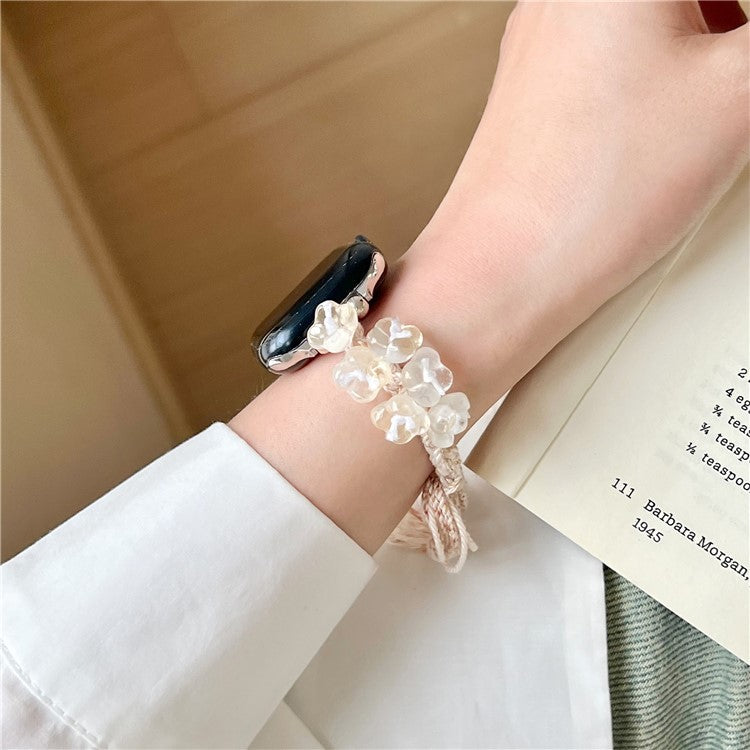 For Apple Watch 10 46mm / Ultra 2 / Ultra 49mm / 9 8 7 45mm / SE (2023) SE (2022) SE 6 5 4 44mm / 3 2 1 42mm Braided Rope Watch Strap - White