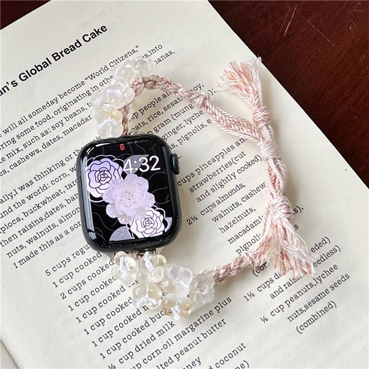 For Apple Watch 10 46mm / Ultra 2 / Ultra 49mm / 9 8 7 45mm / SE (2023) SE (2022) SE 6 5 4 44mm / 3 2 1 42mm Braided Rope Watch Strap - White