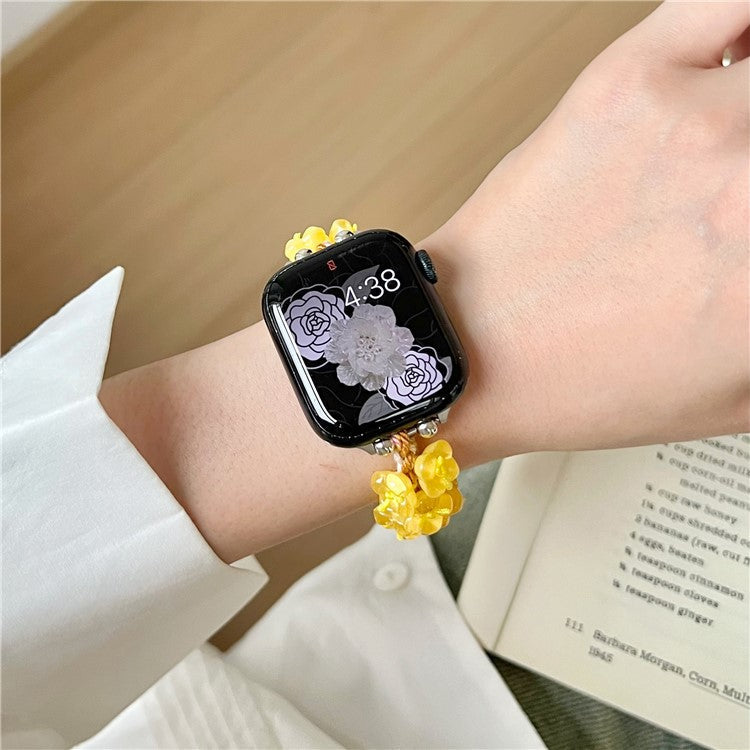 For Apple Watch 10 46mm / Ultra 2 / Ultra 49mm / 9 8 7 45mm / SE (2023) SE (2022) SE 6 5 4 44mm / 3 2 1 42mm Braided Rope Watch Strap - Yellow