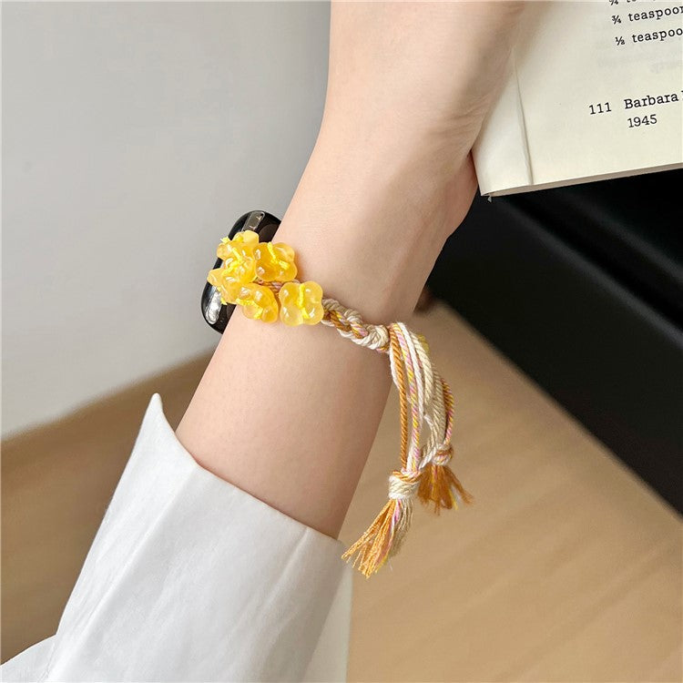 For Apple Watch 10 46mm / Ultra 2 / Ultra 49mm / 9 8 7 45mm / SE (2023) SE (2022) SE 6 5 4 44mm / 3 2 1 42mm Braided Rope Watch Strap - Yellow