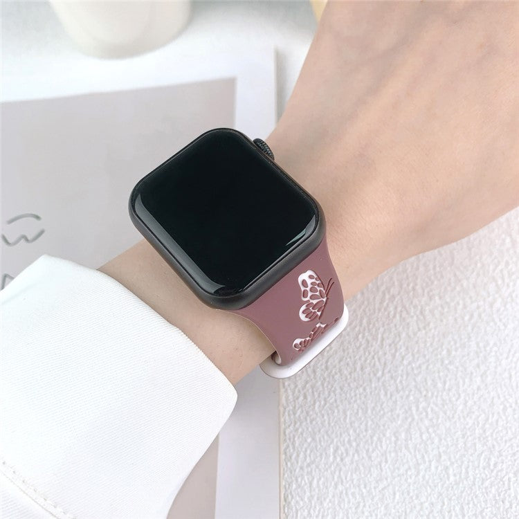 For Apple Watch Series 10 42mm / 9 8 7 41mm / SE (2023) SE (2022) SE 6 5 4 40mm / 3 2 1 38mm Band Dual Color Silicone Strap - Smoky Purple+White