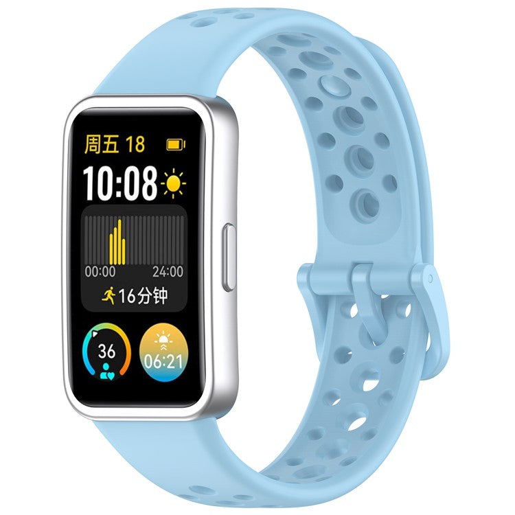 For Huawei Band 9 / 9 NFC / 8 / 8 NFC Breathable Holes Replacement Band Silicone Watch Strap - Baby Blue