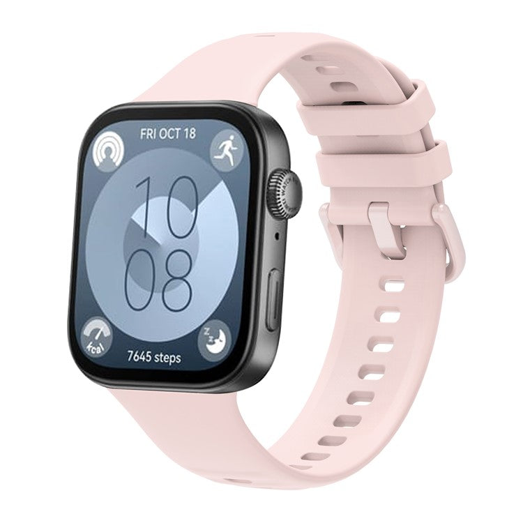 For Huawei Watch Fit 3 Silicone Watch Band Adjustable Strap Replacement - Pink