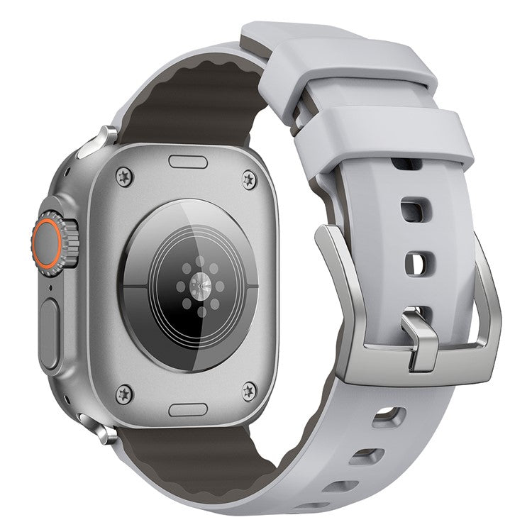 For Apple Watch 10 46mm / Ultra 2 / Ultra 49mm / 9 8 7 45mm / SE (2023) SE (2022) SE 6 5 4 44mm / 3 2 1 42mm Strap Silicone Fitness Tracker Band - Light Grey