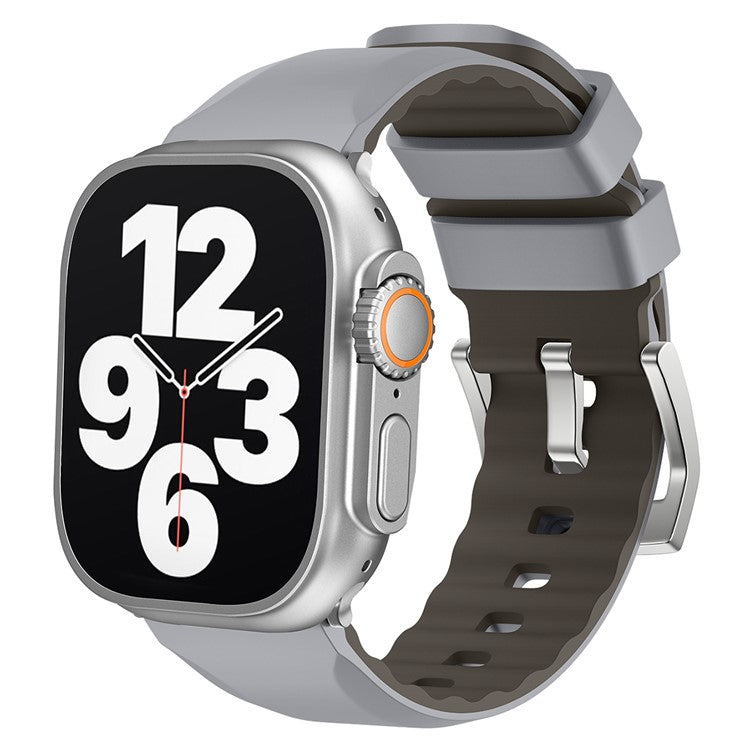 For Apple Watch 10 46mm / Ultra 2 / Ultra 49mm / 9 8 7 45mm / SE (2023) SE (2022) SE 6 5 4 44mm / 3 2 1 42mm Strap Silicone Fitness Tracker Band - Light Grey