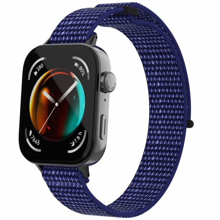 For Huawei Watch Fit 3 Watch Strap Magic Tape Nylon Wrist Band - Indigo