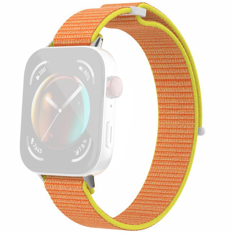 For Huawei Watch Fit 3 Watch Strap Magic Tape Nylon Wrist Band - Yellow