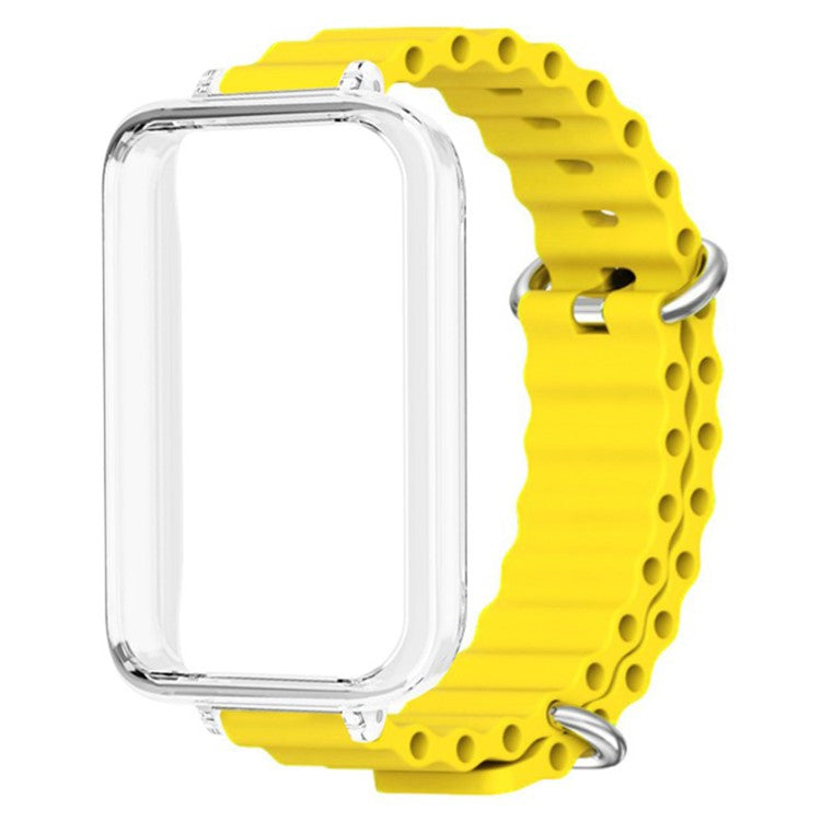 For Honor Band 9 Watch Band Ocean Silicone Strap with Transparent Case - Yellow