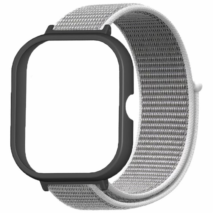 For Xiaomi Redmi Watch 4 Wrist Strap Nylon Loop Watch Band with Black PC Watch Case - Seashell