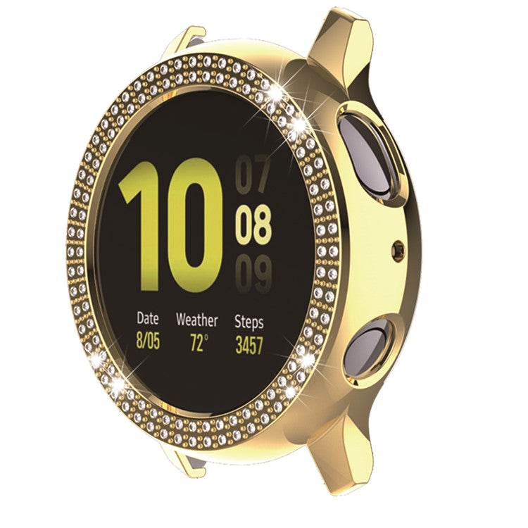 Double Row Rhinestone Decor PC Frame Bumper Hard Case for Samsung Galaxy Watch Active2 40mm - Gold