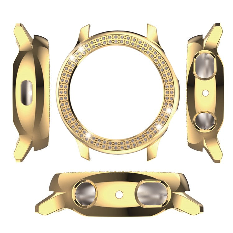 Double Row Rhinestone Decor PC Frame Bumper Hard Case for Samsung Galaxy Watch Active2 40mm - Gold