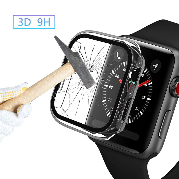Plating Frame PC + Tempered Glass Watch Case for Apple Watch Series 3/2/1 42mm - Transparent