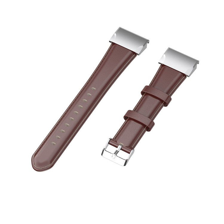 26mm Oil Wax Texture Cowhide Leather Watch Band for Garmin Fenix 6X Pro - Brown