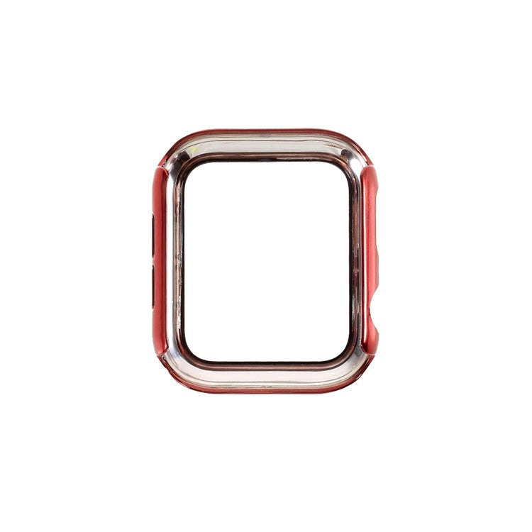 Electroplated PC Frame + Tempered Glass Screen Protector Case for Apple Watch Series SE / SE (2022) / 6 / 5 / 4 44MM - Red