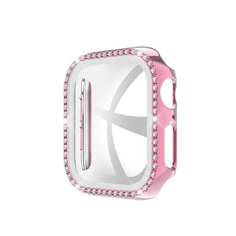 Rhinestone Decor PC Frame Case for Apple Watch Series SE / SE (2022) / 6 / 5 / 4 40MM with Tempered Glass Screen Protector - Pink
