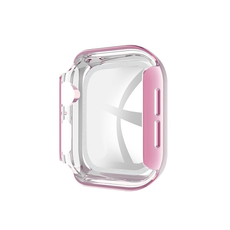 Rhinestone Decor PC Frame Case for Apple Watch Series SE / SE (2022) / 6 / 5 / 4 40MM with Tempered Glass Screen Protector - Pink