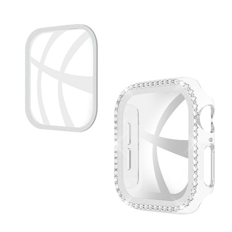 Rhinestone Decor Tempered Glass+PC All-round Protective Watch Case for Apple Watch Series 3/2/1 38mm - Transparent