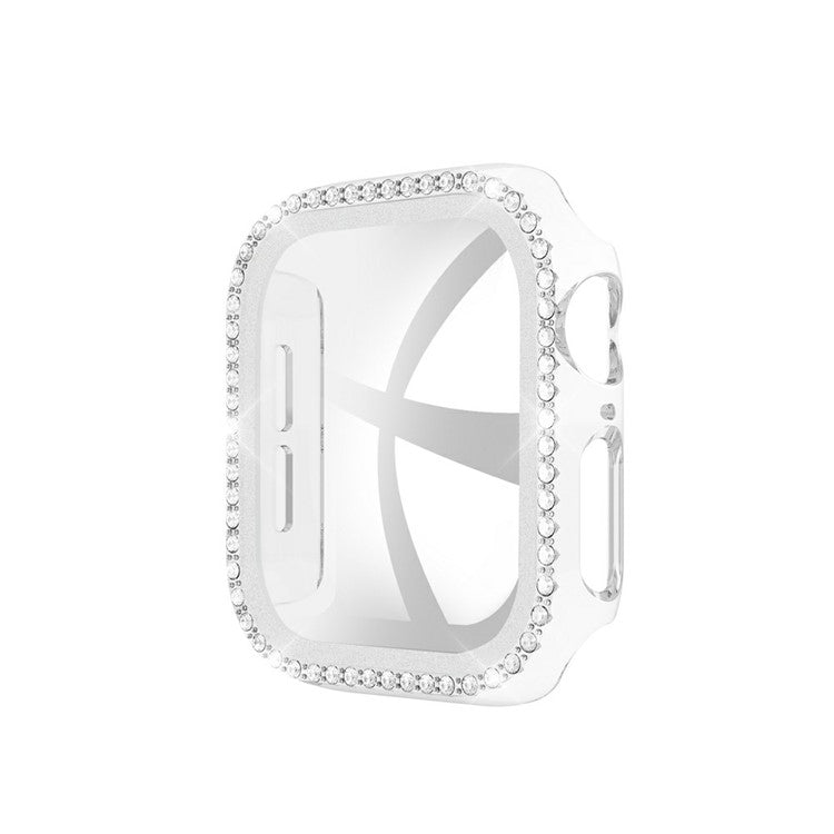 Rhinestone Decor Tempered Glass+PC All-round Protective Watch Case for Apple Watch Series 3/2/1 38mm - Transparent