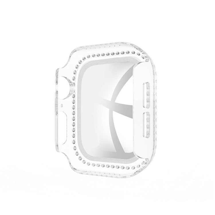 Rhinestone Decor Tempered Glass+PC All-round Protective Watch Case for Apple Watch Series 3/2/1 38mm - Transparent
