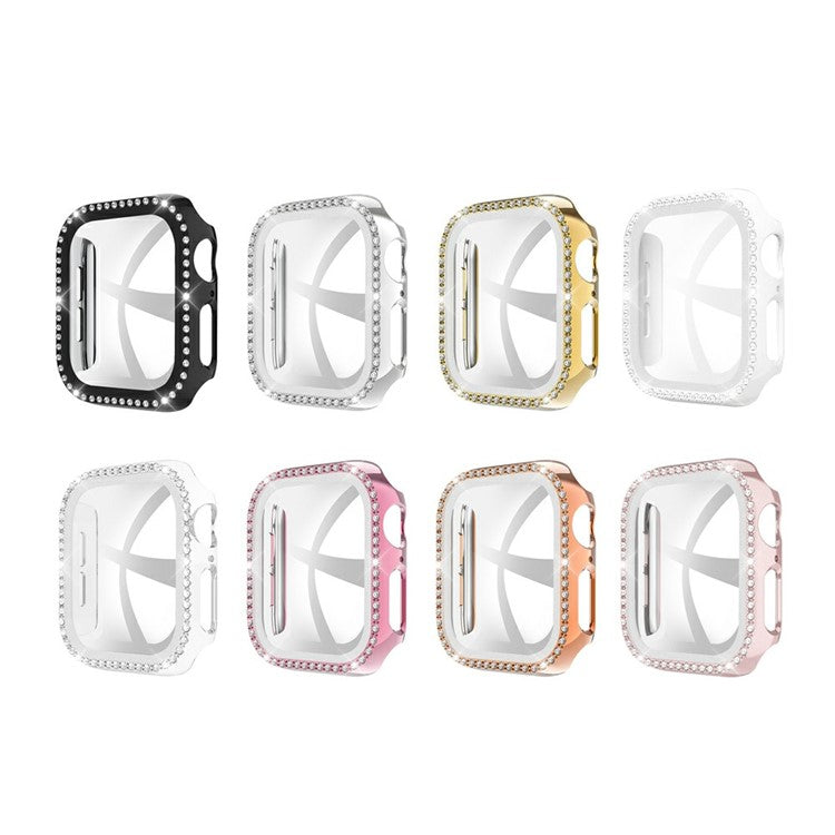 Rhinestone Decor Tempered Glass+PC All-round Protective Watch Case for Apple Watch Series 3/2/1 38mm - Transparent