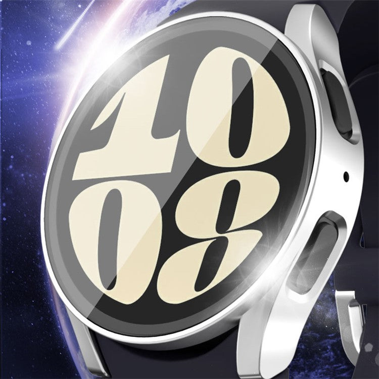 For Samsung Galaxy Watch7 40mm Watch Case PC Frame with Tempered Glass Screen Film - Red