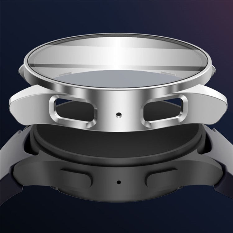 For Samsung Galaxy Watch7 40mm Watch Case PC Frame with Tempered Glass Screen Film - Red