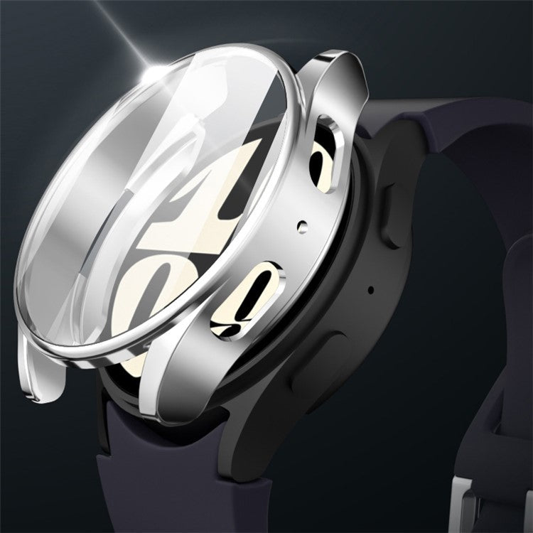 For Samsung Galaxy Watch7 44mm Case Full Guard Soft TPU Watch Protector Built-In Screen Cover - Cyan