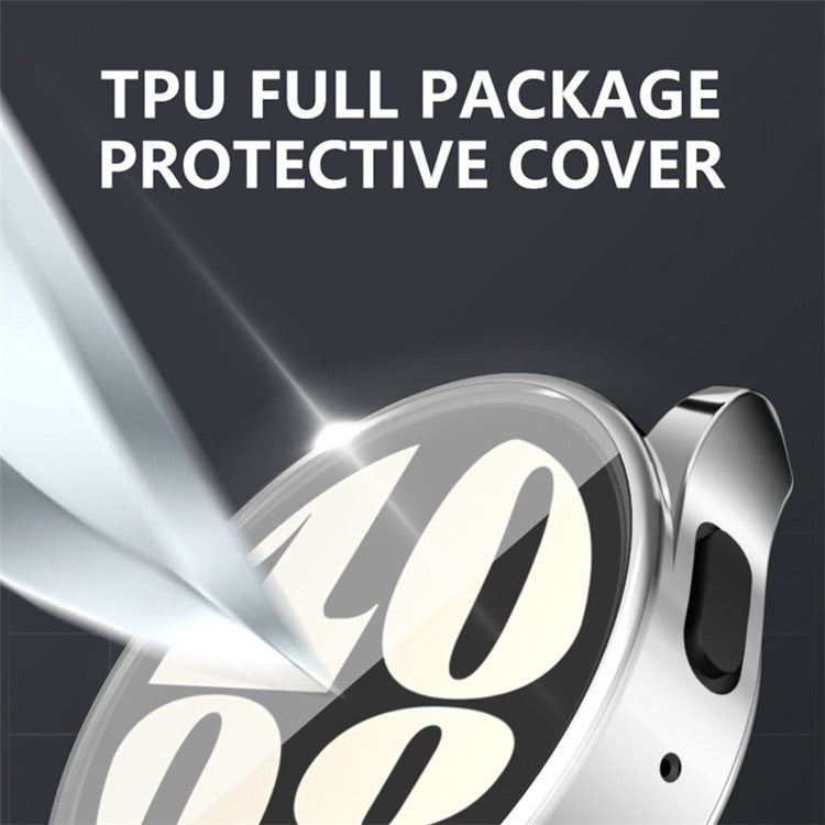 For Samsung Galaxy Watch7 44mm Case Full Guard Soft TPU Watch Protector Built-In Screen Cover - Cyan