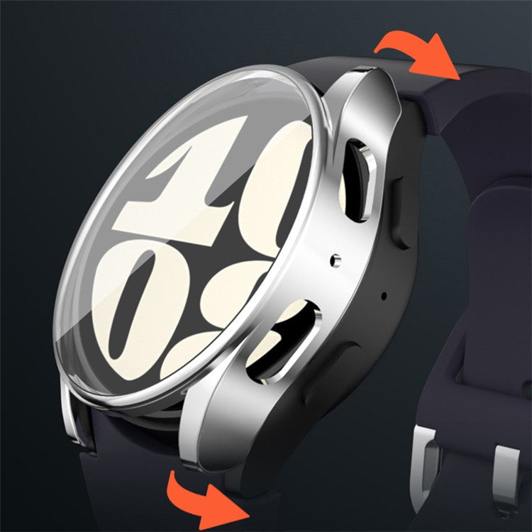 For Samsung Galaxy Watch7 44mm Case Full Guard Soft TPU Watch Protector Built-In Screen Cover - Cyan