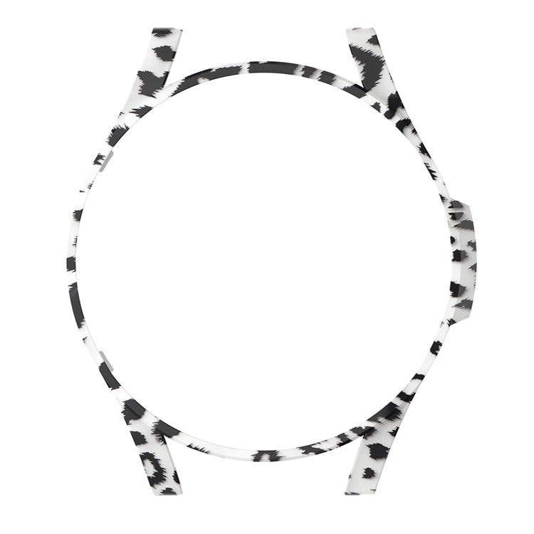 For Samsung Galaxy Watch FE 40mm SM-R861 Watch Case Hollow Hard PC Watch Cover - White Fur Leopard