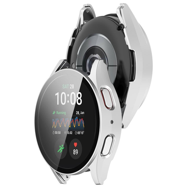 For Samsung Galaxy Watch7 44mm Integrated Watch Case Tempered Glass Screen Film - Matte Silver