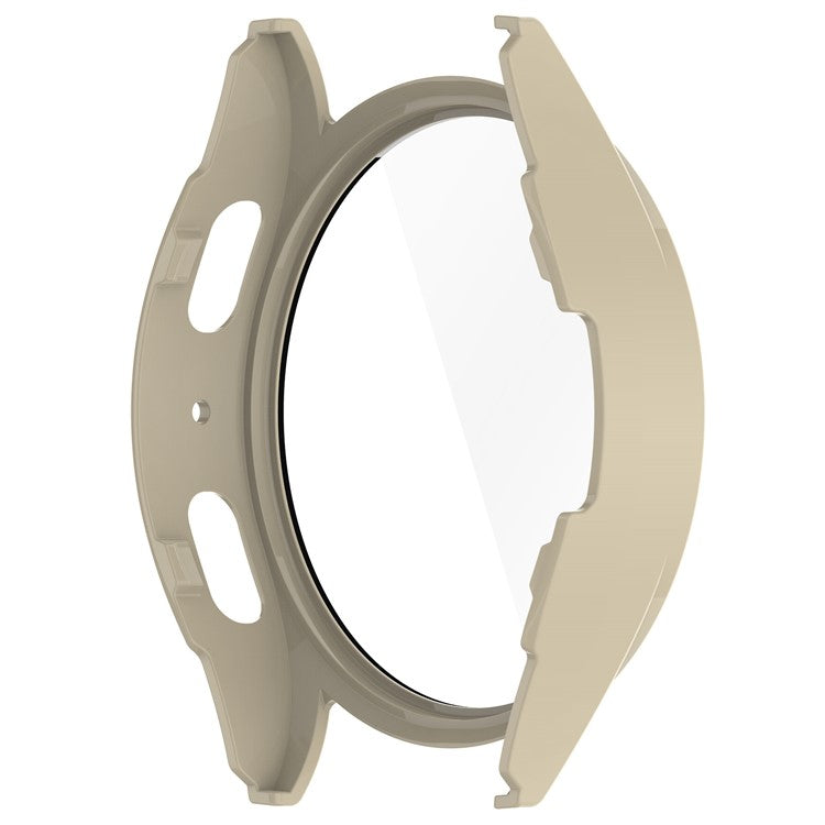 For Samsung Galaxy Watch7 44mm Integrated Watch Case Tempered Glass Screen Film - Ivory White