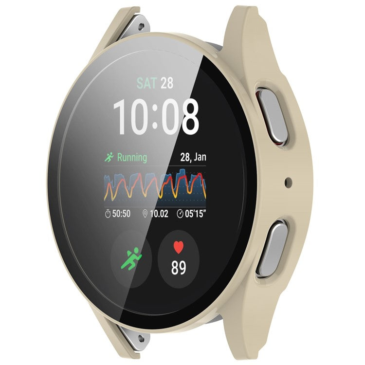 For Samsung Galaxy Watch7 44mm Integrated Watch Case Tempered Glass Screen Film - Ivory White