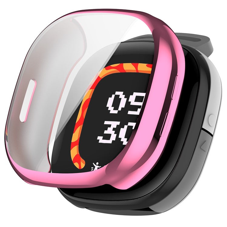 For Fitbit Ace LTE Watch Case Electroplating TPU Full Coverage Protective Cover - Pink