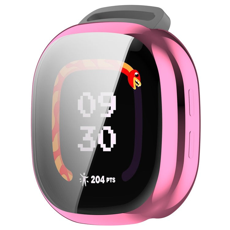 For Fitbit Ace LTE Watch Case Electroplating TPU Full Coverage Protective Cover - Pink