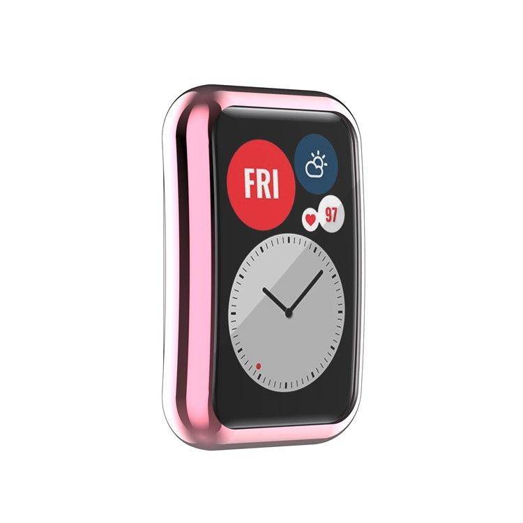Electroplating TPU Watch Cover for Huawei Watch Fit All-round Protective Protector - Pink