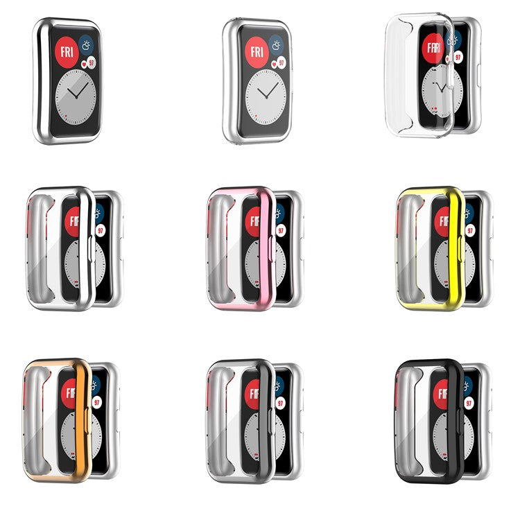 Electroplating TPU Watch Cover for Huawei Watch Fit All-round Protective Protector - Pink