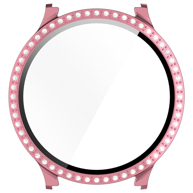 For Samsung Galaxy Watch7 40mm Case Electroplating Hard PC Watch Case Cover with Tempered Glass Film - Pink